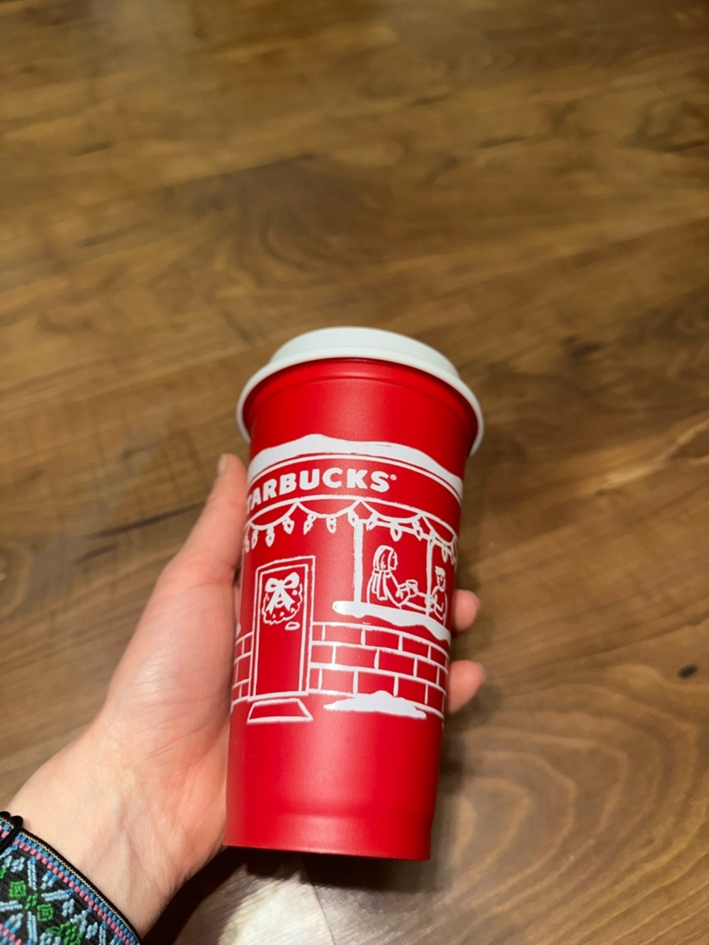 Starbucks Red and White Holiday Reusable Cup